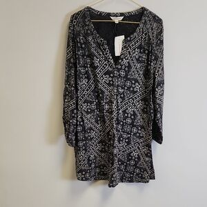 Lucky Brand Charcoal and White Textured Top